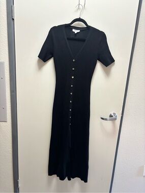 LBLC the label Black Button-Front Short-Sleeve Maxi Dress